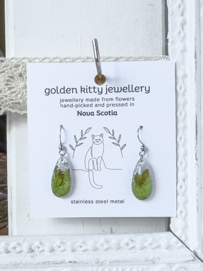 Pressed Fern Teardrop Earrings