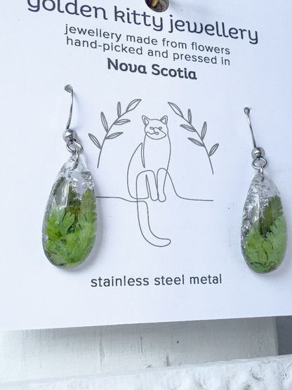 Pressed Fern Teardrop Earrings