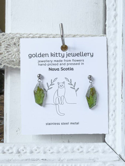 Pressed Fern Geometric Earrings