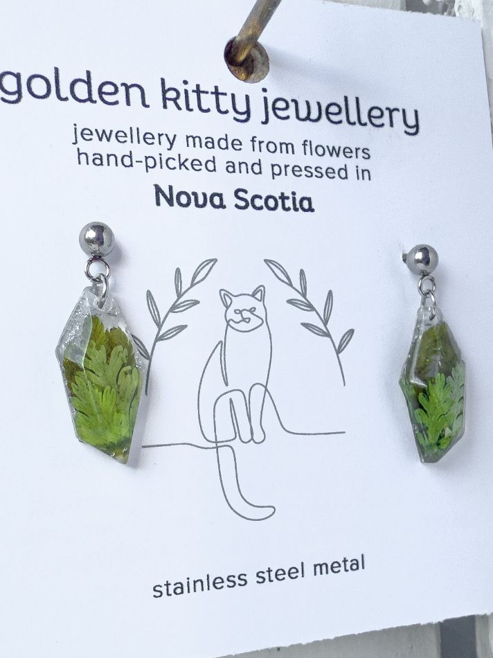 Pressed Fern Geometric Earrings