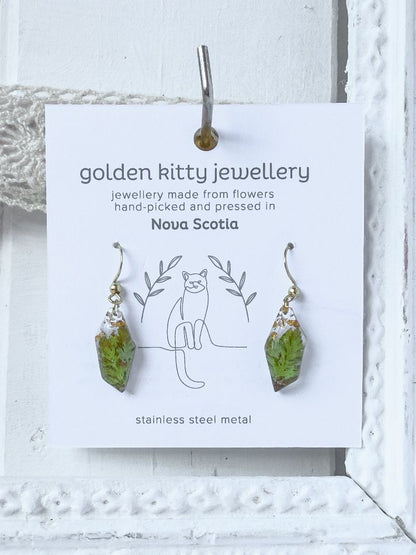 Pressed Fern Geometric Earrings