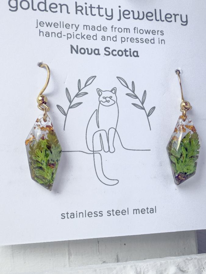 Pressed Fern Geometric Earrings