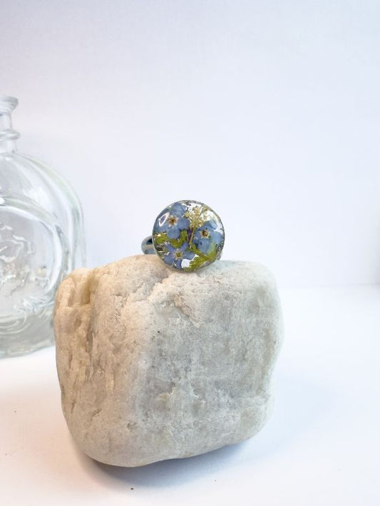 Queen Anne's Lace & Forget-Me-Not Ring