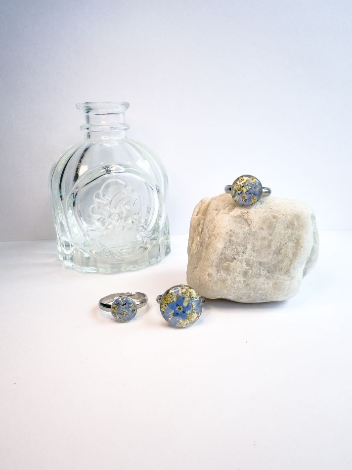 Queen Anne's Lace & Forget-Me-Not Ring