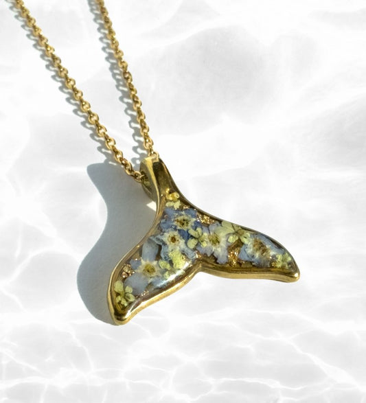 Forget-Me-Not Whale Tail Necklace