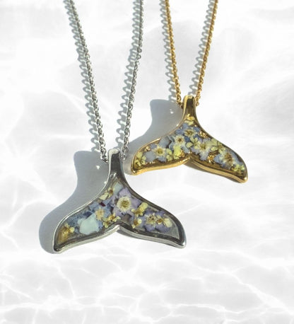 Forget-Me-Not Whale Tail Necklace