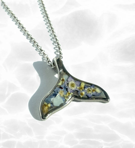 Forget-Me-Not Whale Tail Necklace