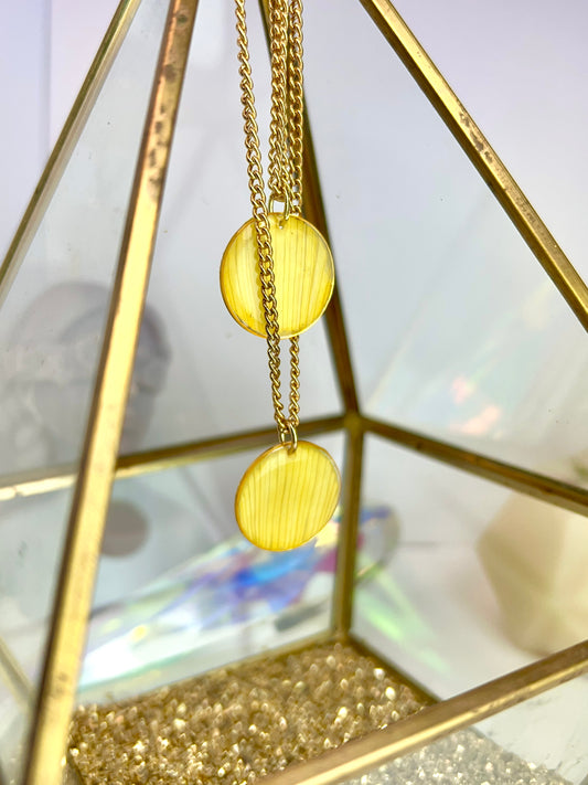 Real flower necklace made from rudbeckia petals picked in Nova Scotia.